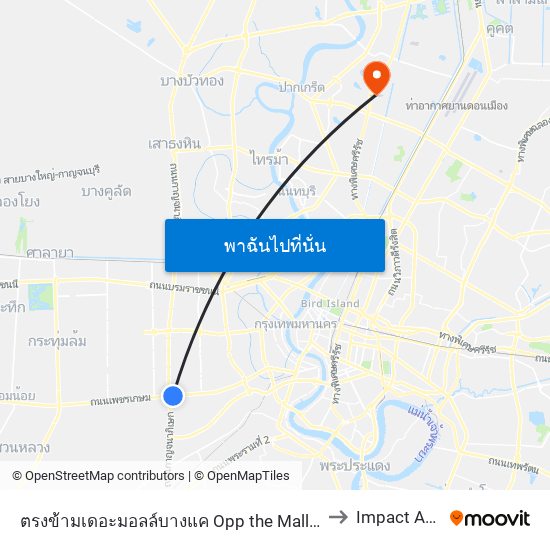 ตรงข้ามเดอะมอลล์บางแค Opp the Mall Bangkae to Impact Arena map