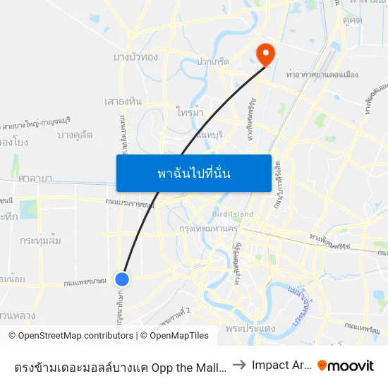 ตรงข้ามเดอะมอลล์บางแค Opp the Mall Bangkae to Impact Arena map