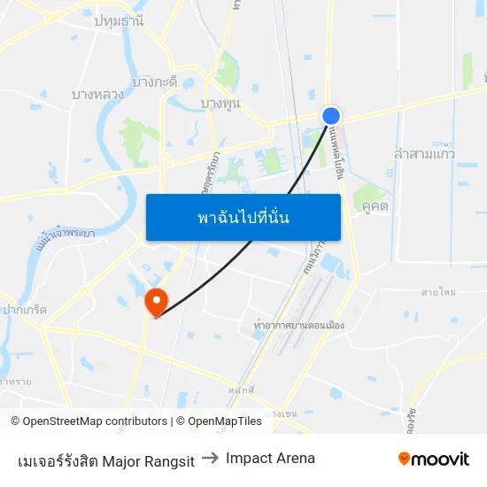 เมเจอร์รังสิต Major Rangsit to Impact Arena map