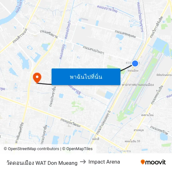 วัดดอนเมือง WAT Don Mueang to Impact Arena map
