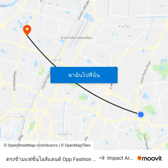 ตรงข้ามแฟชั่นไอส์แลนด์ Opp Fashion Island to Impact Arena map