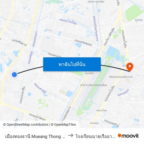 เมืองทองธานี Mueang Thong Thani to โรงเรียนนายเรืออากาศ map