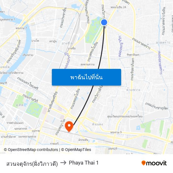 สวนจตุจักร(ฝั่งวิภาวดี) to Phaya Thai 1 map
