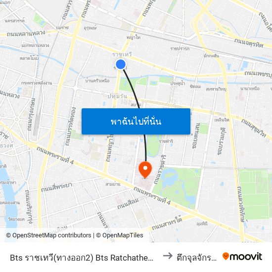 Bts ราชเทวี(ทางออก2) Bts Ratchathewi (Exit 2) to ตึกจุลจักรพงษ์ map