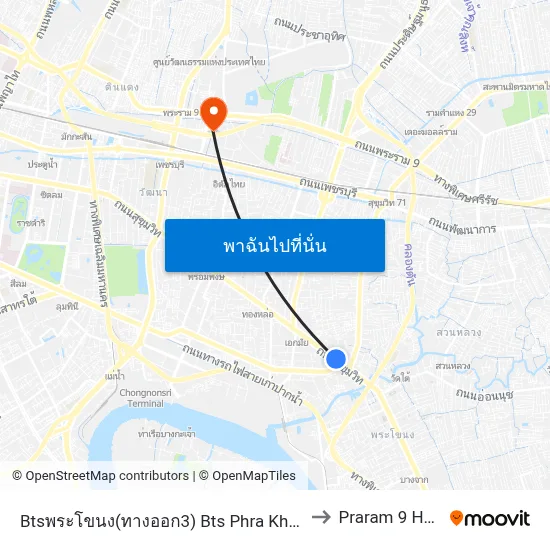 Btsพระโขนง(ทางออก3) Bts Phra Khanong (Exit 3) to Praram 9 Hospital map