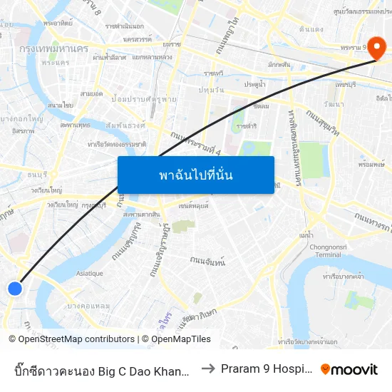 บิ๊กซีดาวคะนอง Big C  Dao Khanong to Praram 9 Hospital map