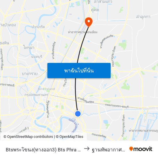 Btsพระโขนง(ทางออก3) Bts Phra Khanong (Exit 3) to ฐานทัพอากาศดอนเมือง map