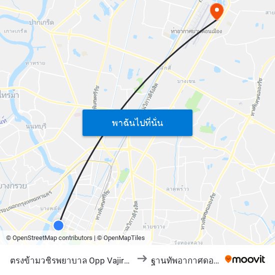 ตรงข้ามวชิรพยาบาล Opp Vajira Hospital to ฐานทัพอากาศดอนเมือง map