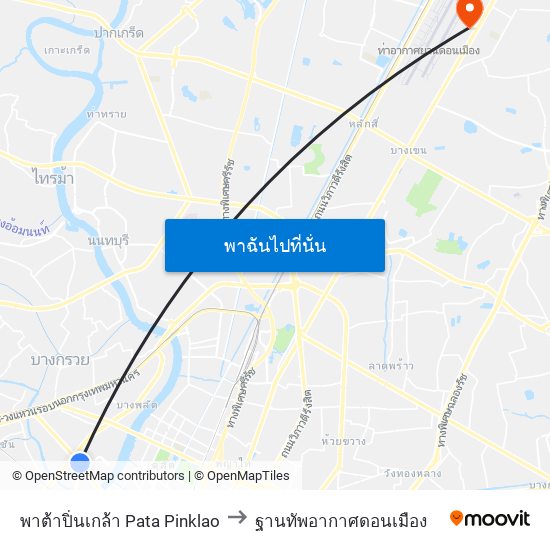 พาต้าปิ่นเกล้า Pata Pinklao to ฐานทัพอากาศดอนเมือง map