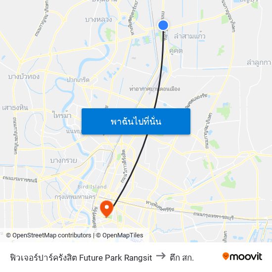 ฟิวเจอร์ปาร์ครังสิต Future Park Rangsit to ตึก สก. map