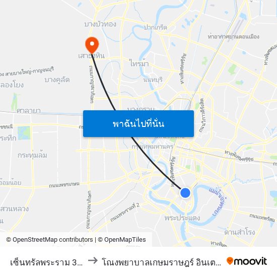 เซ็นทรัลพระราม 3 Central Rama 3 to โณงพยาบาลเกษมราษฎร์ อินเตอร์เนชั่นแนล รัตนาธิเบศร์ map