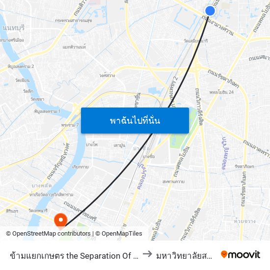 ข้ามแยกเกษตร the Separation Of Agriculture to มหาวิทยาลัยสวนดุสิต map