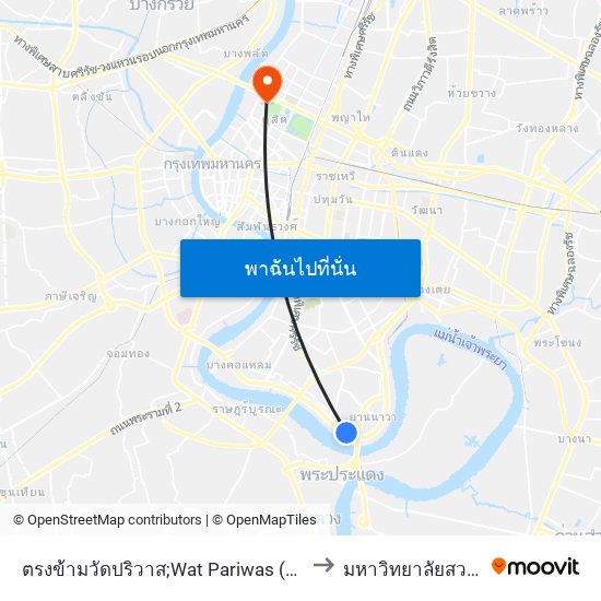 ตรงข้ามวัดปริวาส;Wat Pariwas (Opposite) to มหาวิทยาลัยสวนดุสิต map