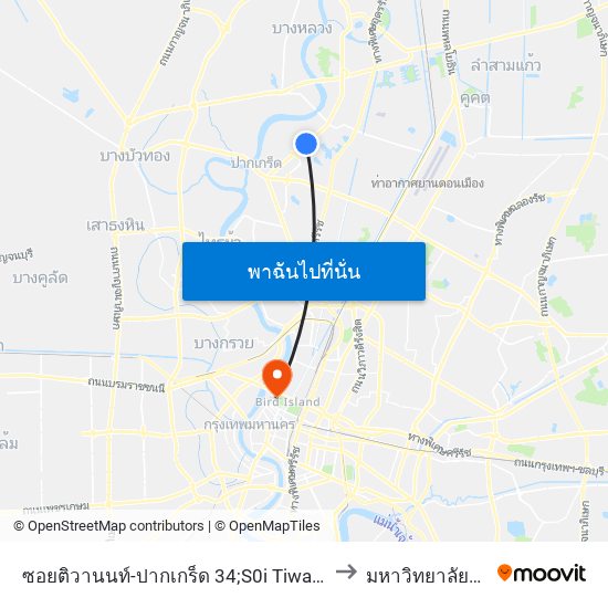 ซอยติวานนท์-ปากเกร็ด 34;S0i Tiwanon - Pakkred 34 to มหาวิทยาลัยสวนดุสิต map