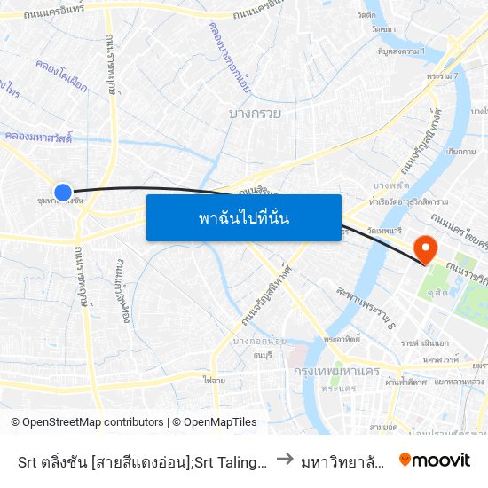 Srt ตลิ่งชัน [สายสีแดงอ่อน];Srt Taling Chan [Light Red Line] to มหาวิทยาลัยสวนดุสิต map