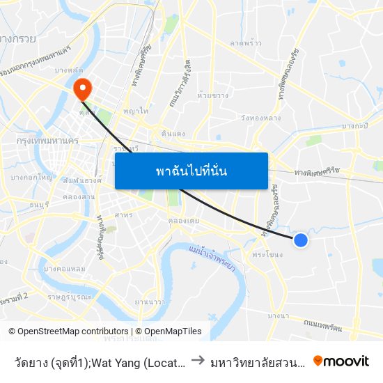 วัดยาง (จุดที่1);Wat Yang (Location 1) to มหาวิทยาลัยสวนดุสิต map
