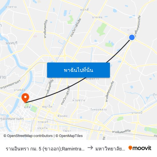 รามอินทรา กม. 5 (ขาออก);Ramintra Km. 5 (Outbound) to มหาวิทยาลัยสวนดุสิต map