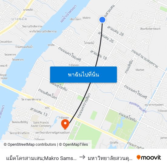 แม็คโครสามเสน;Makro Samsen to มหาวิทยาลัยสวนดุสิต map