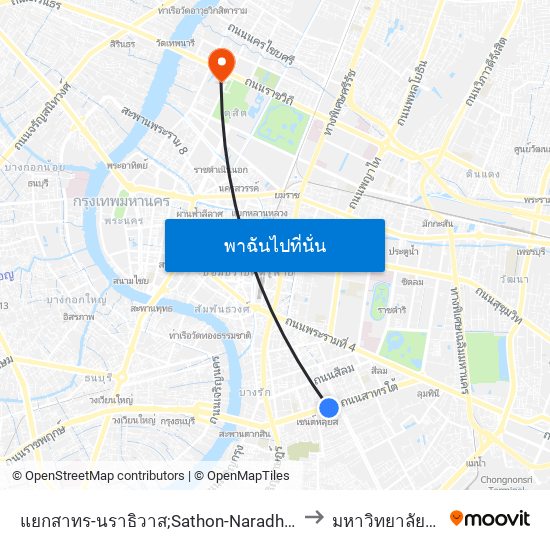 แยกสาทร-นราธิวาส;Sathon-Naradhiwas Intersection to มหาวิทยาลัยสวนดุสิต map