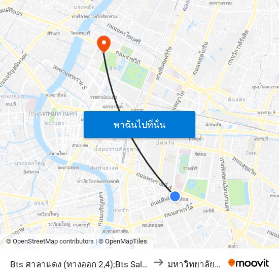 Bts ศาลาแดง (ทางออก 2,4);Bts Saladaeng (Exit 2,4) to มหาวิทยาลัยสวนดุสิต map