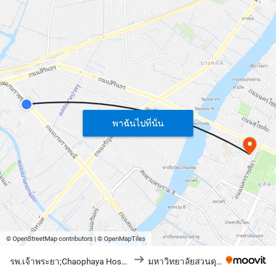 รพ.เจ้าพระยา;Chaophaya Hospital to มหาวิทยาลัยสวนดุสิต map