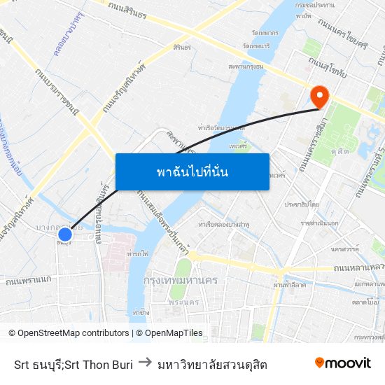 Srt ธนบุรี;Srt Thon Buri to มหาวิทยาลัยสวนดุสิต map