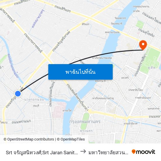 Srt จรัญสนิทวงศ์;Srt Jaran Sanitwong to มหาวิทยาลัยสวนดุสิต map