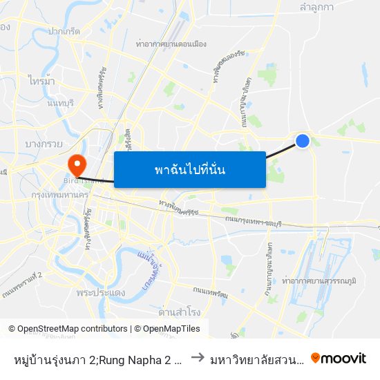 หมู่บ้านรุ่งนภา 2;Rung Napha 2 Village to มหาวิทยาลัยสวนดุสิต map