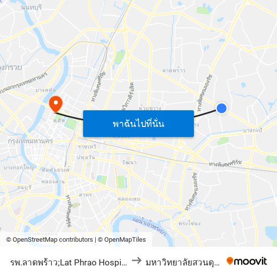 รพ.ลาดพร้าว;Lat Phrao Hospital to มหาวิทยาลัยสวนดุสิต map