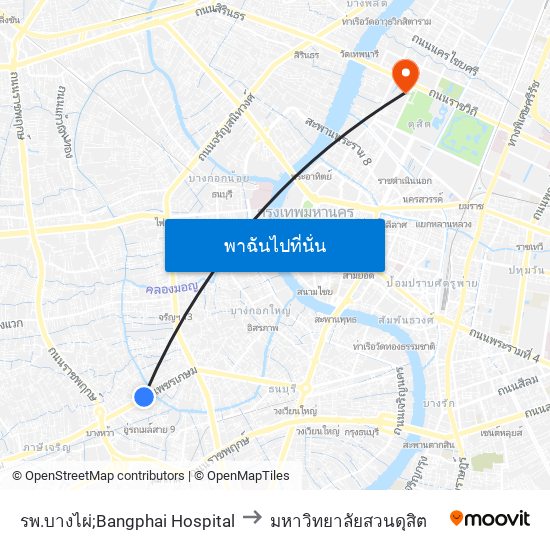 รพ.บางไผ่;Bangphai Hospital to มหาวิทยาลัยสวนดุสิต map