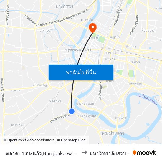 ตลาดบางปะแก้ว;Bangpakaew Market to มหาวิทยาลัยสวนดุสิต map