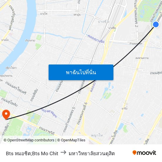 Bts หมอชิต;Bts Mo Chit to มหาวิทยาลัยสวนดุสิต map
