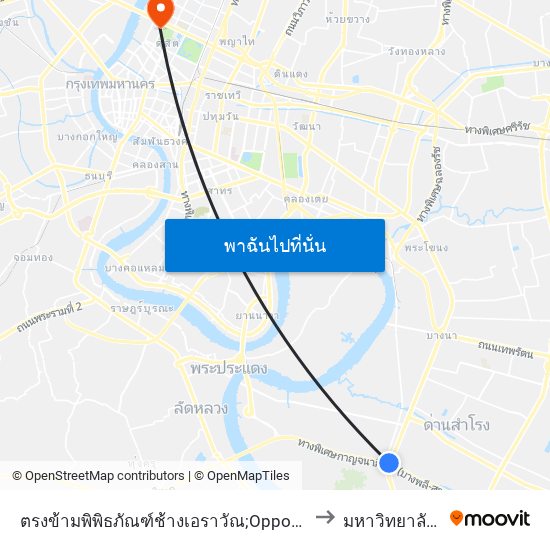 ตรงข้ามพิพิธภัณฑ์ช้างเอราวัณ;Opposite the Erawan Museum to มหาวิทยาลัยสวนดุสิต map