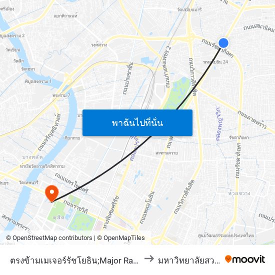 ตรงข้ามเมเจอร์รัชโยธิน;Major Ratchayothin to มหาวิทยาลัยสวนดุสิต map