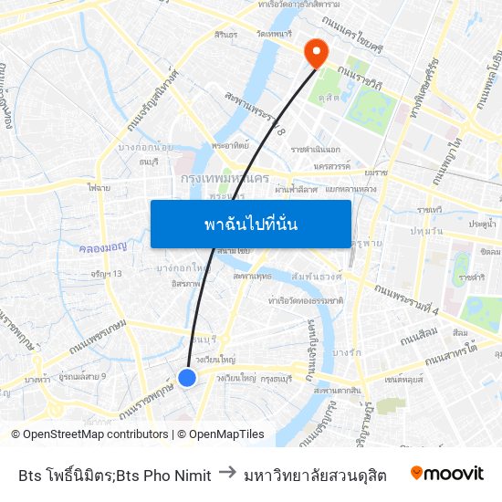 Bts โพธิ์นิมิตร;Bts Pho Nimit to มหาวิทยาลัยสวนดุสิต map