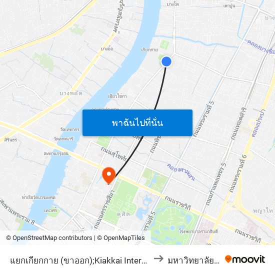 แยกเกียกกาย (ขาออก);Kiakkai Intersection (Outbound) to มหาวิทยาลัยสวนดุสิต map