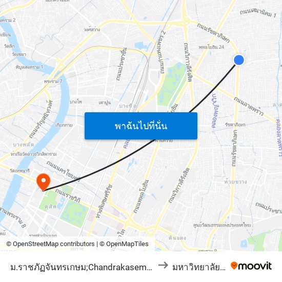 ม.ราชภัฏจันทรเกษม;Chandrakasem Rajabhat University to มหาวิทยาลัยสวนดุสิต map