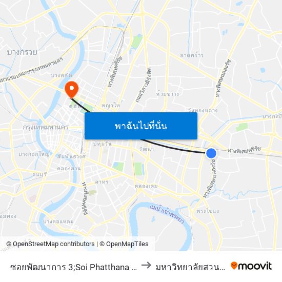 ซอยพัฒนาการ 3;Soi Phatthana Kan 3 to มหาวิทยาลัยสวนดุสิต map