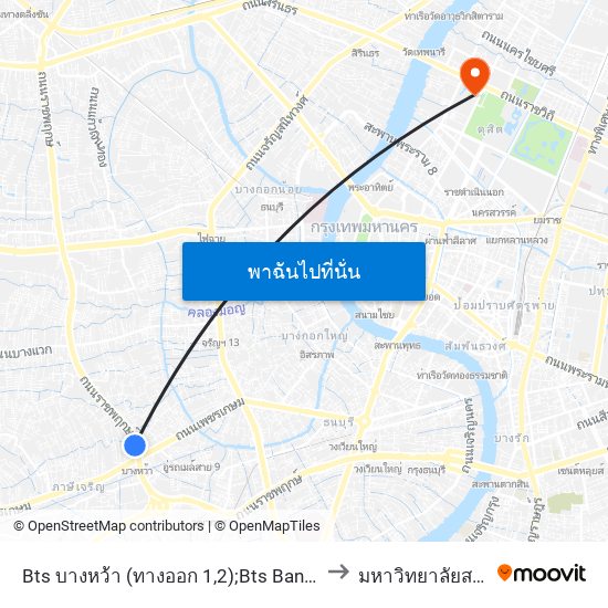 Bts บางหว้า (ทางออก 1,2);Bts Bangwa (Exit 1,2) to มหาวิทยาลัยสวนดุสิต map