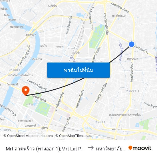 Mrt ลาดพร้าว (ทางออก 1);Mrt Lat Phrao Station (Exit 1) to มหาวิทยาลัยสวนดุสิต map