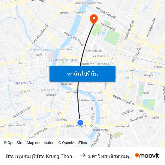 Bts กรุงธนบุรี;Bts Krung Thon Buri to มหาวิทยาลัยสวนดุสิต map