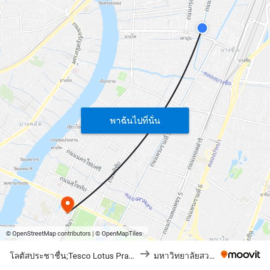 โลตัสประชาชื่น;Tesco Lotus Prachachuen to มหาวิทยาลัยสวนดุสิต map