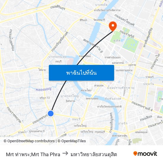 Mrt ท่าพระ;Mrt Tha Phra to มหาวิทยาลัยสวนดุสิต map