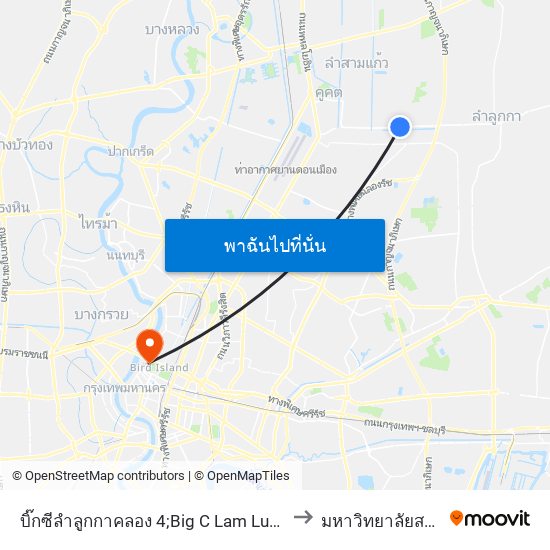 บิ๊กซีลำลูกกาคลอง 4;Big C Lam Luk Ka Klong 4 to มหาวิทยาลัยสวนดุสิต map