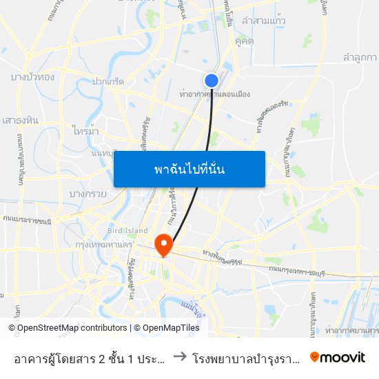 อาคารผู้โดยสาร 2 ชั้น 1 ประตู 12 to โรงพยาบาลบำรุงราษฎร์ map