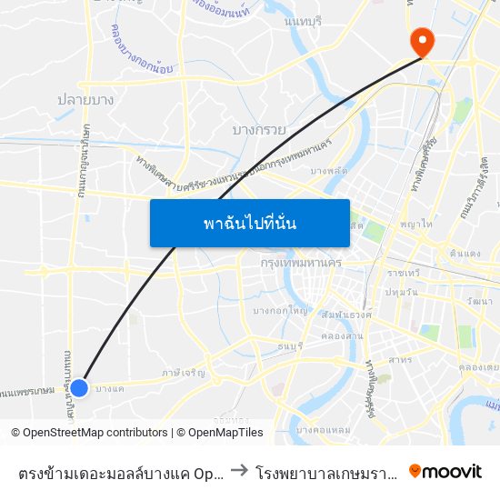 ตรงข้ามเดอะมอลล์บางแค Opp the Mall Bangkae to โรงพยาบาลเกษมราษฎร์ ประชาชื่น map