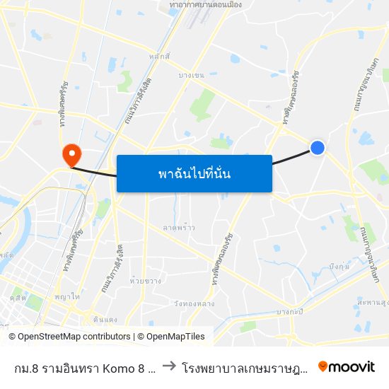 กม.8 รามอินทรา Komo 8 Ram In Thra to โรงพยาบาลเกษมราษฎร์ ประชาชื่น map