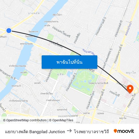 แยกบางพลัด Bangplad Junction to โรงพยาบาลราชวิถี map