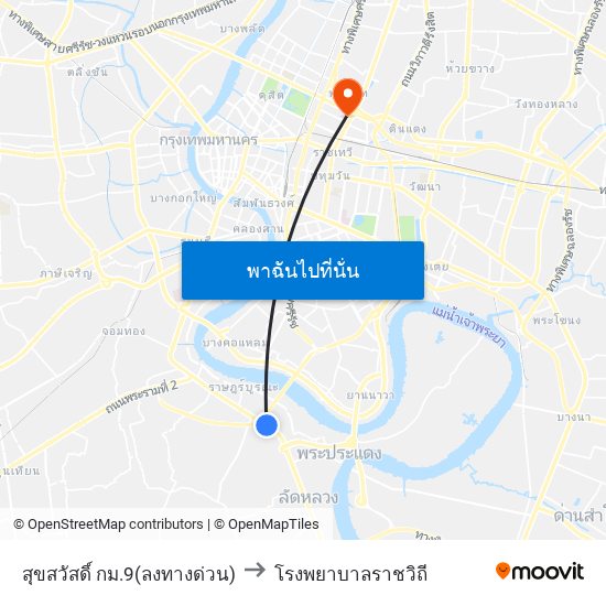 สุขสวัสดิ์ กม.9(ลงทางด่วน) to โรงพยาบาลราชวิถี map