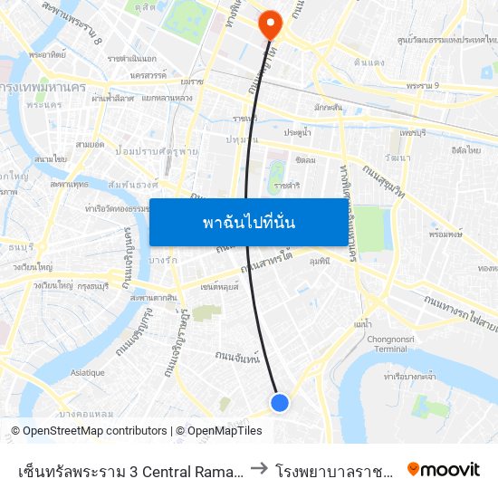 เซ็นทรัลพระราม 3 Central Rama 3 to โรงพยาบาลราชวิถี map